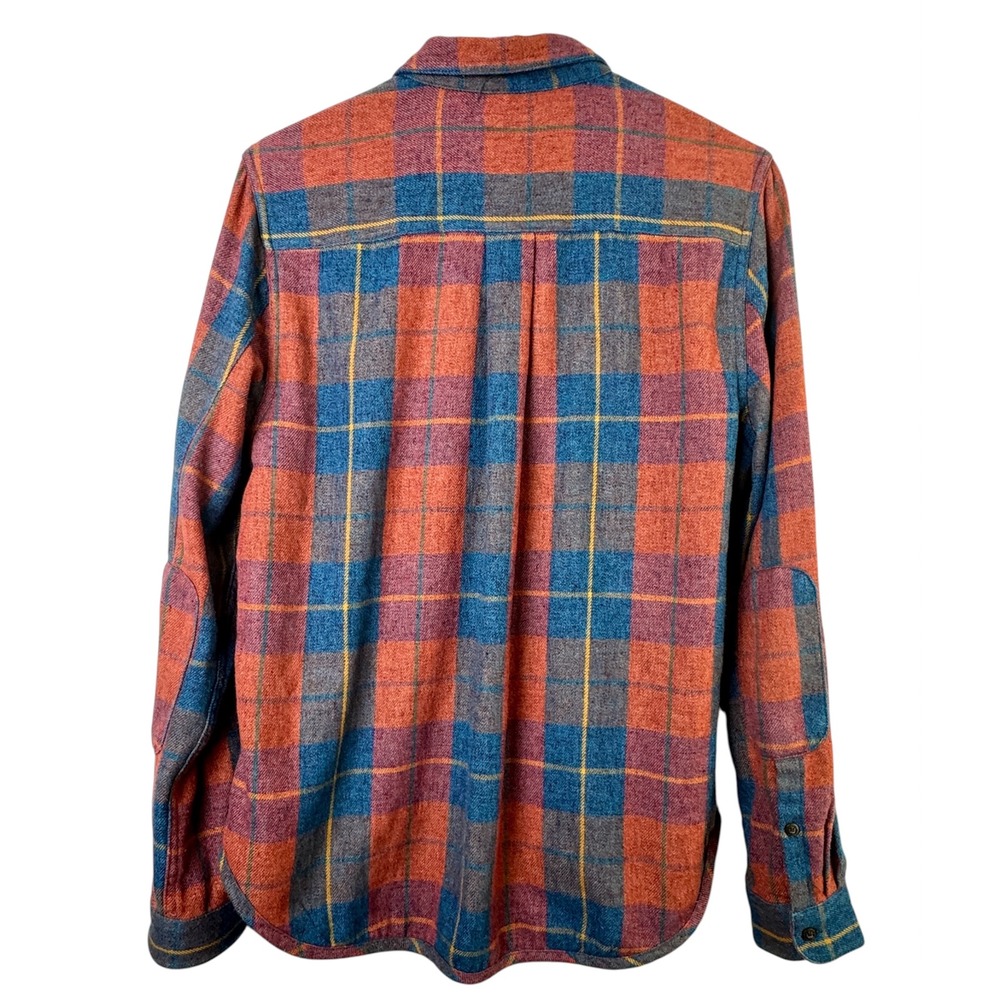 Toad&Co Orange Plaid Half-Zip Button Down Shirt - Picture 3 of 9